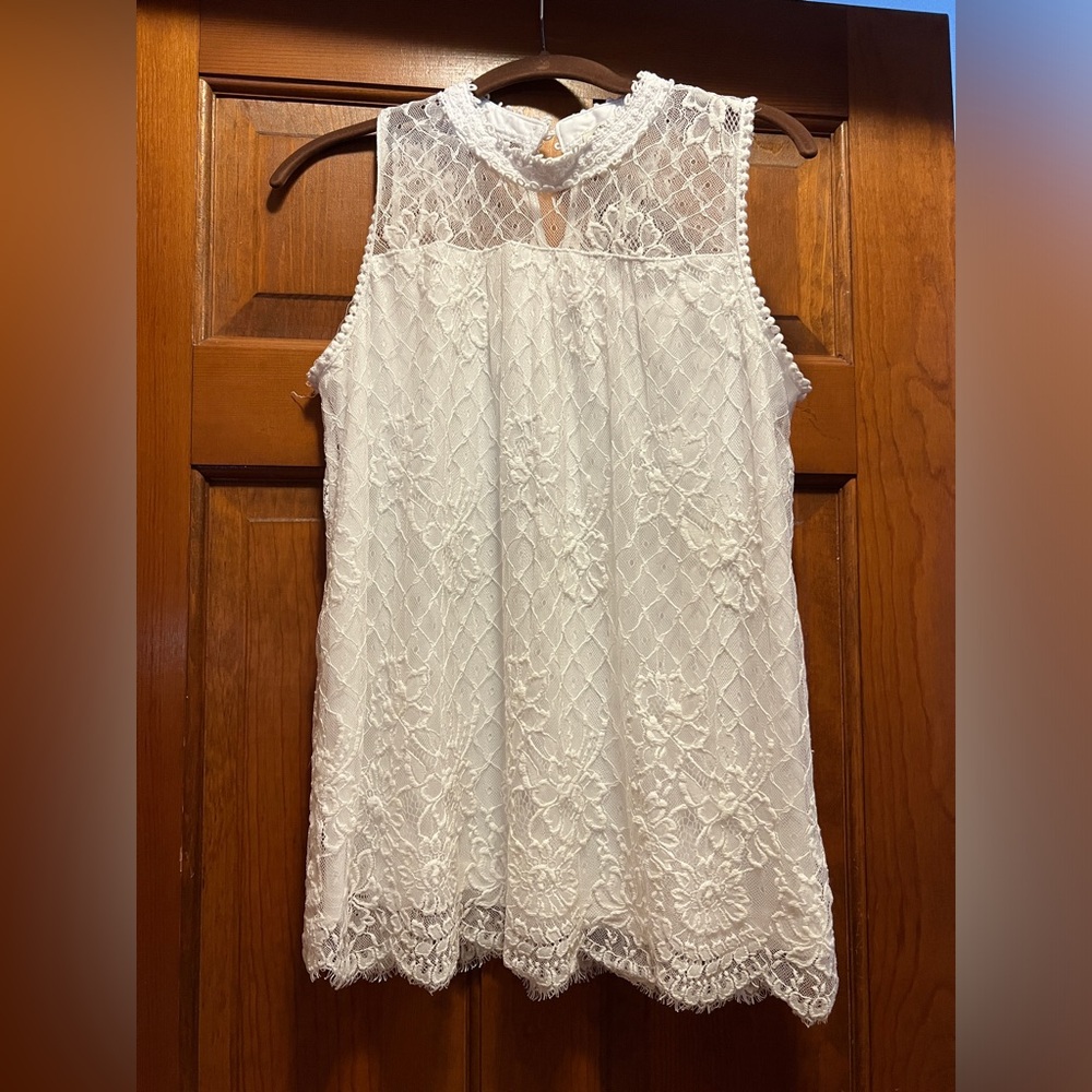 White Lace Sleeveless Top